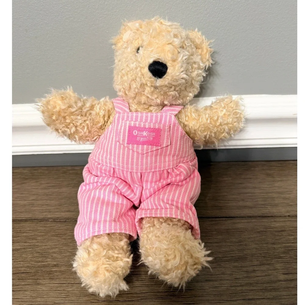 Vintage Eden Osh Kosh B'Gosh Plush‎ Bear with Pink Striped Overalls